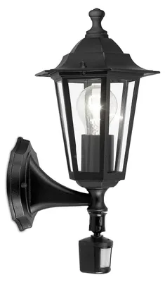 Immagine prodotto di Applique Esterno Classica Laterna 4 Alluminio Nero Sensore 1 Luce E27