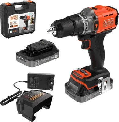 Productafbeelding van BLACK+DECKER BCD383D2XK-QW Black&Decker Akku-Schlagbohrschr. 18V 2x2Ah, Kof BCD383D2XK