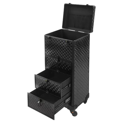 Produktbild von Schminkkoffer Schwarz Salonwagen mit Schubladen Makeup Organizer mit Räder