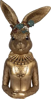 Produktbild von Clayre & Eef Dekorationsfigur Kaninchen 27x17x51 cm Goldfarbig Kunststoff