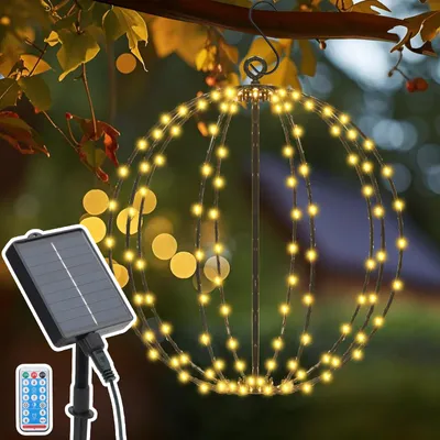 Produktbild von Leuchtkugel zum hängen für Außen 30 cm mit Fernbedienung und Netzstecker - 120 LED - Garten Dekoleuchte extra warm weiß beleuchtet kabelgebunden