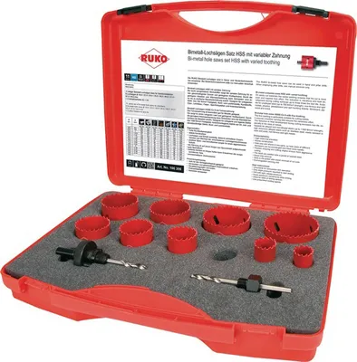 Produktbild von RUKO HSS-Bi-Metall Lochsägensatz 11tlg. 19 - 64 x 38  mm - 106306