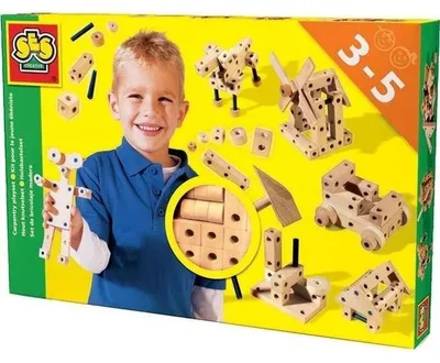 Produktbild von SES Creative 00945 Holzkonstruktionsset für Kinder - 90 Teile mit Holzhammer und Verbindungsstiften ab 3 Jahren, Kinder-Bastelkit, 3 Jahr(e), Holz, 1 Stück(e), 396,7 g