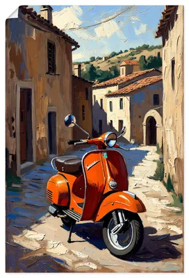 Produktbild von ARTland Poster Roter Motorroller im Süden von Italien Größe: 80x120 cm