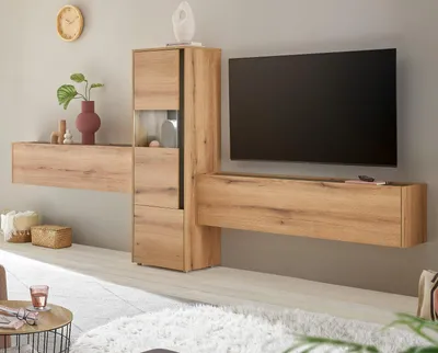 Produktbild von Wohnwand "Center" in Evoke Eiche und grau Wohnkombination Set 3-teilig 350 cm