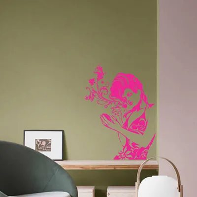 Produktbild von Wandtattoo - Wandaufkleber - Wandtattoo "Glamour Woman" - 62cm x 42cm pink - Dekoration Küche Wohnzimmer Wand