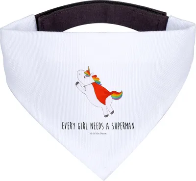 Produktbild von Mr. & Mrs. Panda Hundehalstuch Einhorn Super - Weiß - Geschenk, Superheld, Held, Halstuch Für Hunde, Hund, Freundin, Unicorn, Tuch, Einhörner