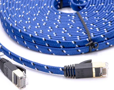 Produktbild von vhbw Netzwerkkabel LAN Kabel Patchkabel Cat7, 10 m Blau, Flach