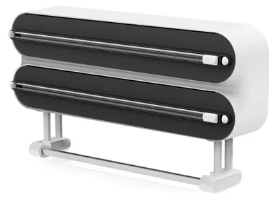 Produktbild von 3 in 1 Frischhaltefolienspender mit Cutter und Küchenrollenhalter