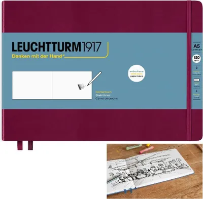 Image de LEUCHTTURM1917 Carnet de croquis Bloc-notes Carnet A5 horizontal Rouge bordeaux