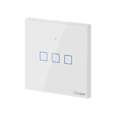 Image de Sonoff T0EU3C interrupteur d'éclairage Verre trempé, Polycarbonate (PC) Blanc