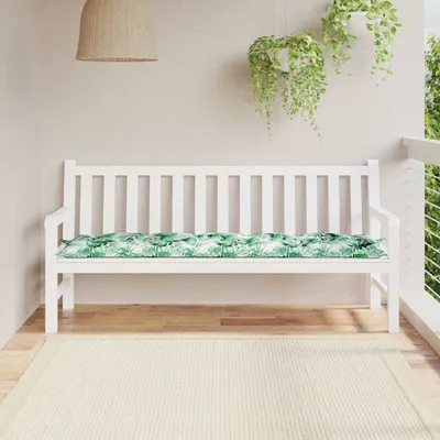 Image de Coussin de banc de jardin motif de feuilles 180x50x7 cm