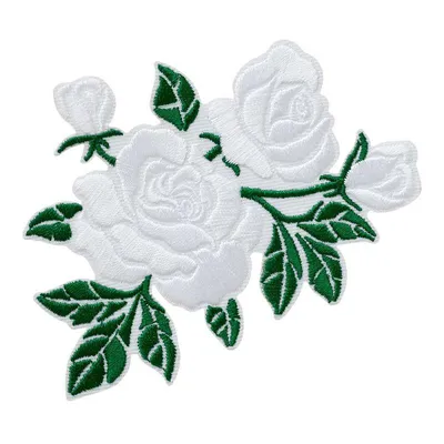 Produktbild von Mono-Quick 18218 Blumenranke weiß Applikation, Bügelbild, Patch, Aufbügler, Rose ca. 9,5 x 9,5 cm