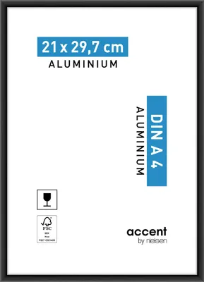 Produktbild von accent by nielsen Aluminium Bilderrahmen Accent, 21x29,7 cm (A4), Schwarz Matt