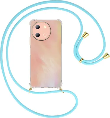 Produktbild von Handykette Backcover-Schutzhülle mit Band (Metall goldfarben) für vivo Y38 5G - himmelblau