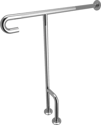 Image de Barre d'appui fixe avec pied d'appui 90 cm en acier inoxydable avec finition chromée pour personnes handicapées VitrA A44469