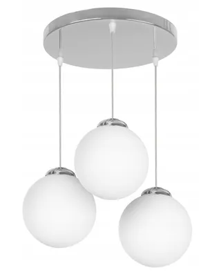 Produktbild von FKL DESIGN Home Deco Deckenlampe Deckenleuchte 3-flammig E27 Glas Lampenshirm Lampe aus Serie (Weiß-Chrome, ER3)