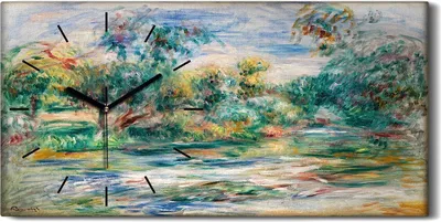 Produktbild von Leinwand Uhr Küche Wohnzimmer Bild 60x30 Malerei Abstrakte Wald Bäume Kunst - schwarze Hände