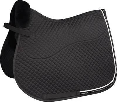 Obrázek produktu pro Podložka pod sedlo Equinate z jehněčí kůže Star s kamínky warmblood eventing černá