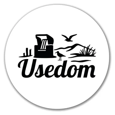 Produktbild von Huuraa Aufkleber Usedom Strandmotiv 10cm rund Sticker Geschenkidee