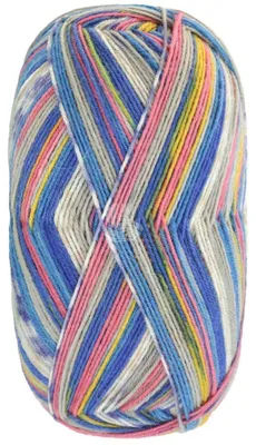 Produktbild von Lana Grossa - Meilenweit 6-fach 150g Arte 9633 hellgrau royal azurblau hellgrün gelb koralle lila heugrün