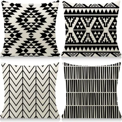 Produktbild von Set mit 4 Outdoor-Kissen, 45 x 45 cm, Dekokissen, Sofakissen für Wohnzimmer, Garten, Balkon