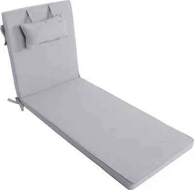 Produktbild von LILENO HOME Sonnenliege Auflage mit Kopfkissen [1er Set - Rollliege] in Silber - Gartenliegen Auflage perfekt für Strandliege - Auflage für Gartenliege MAR
