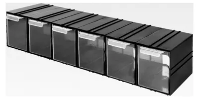 Produktbild von Aufbewahrungsbox mit Schubladen - 6 Stück Transparent - 690 x 155 x 130 mm