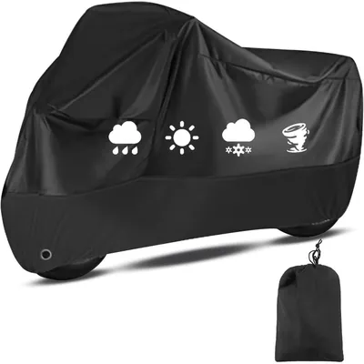 Produktbild von Motorrad Abdeckplane 210D Wasserfest UV-Beständig Outdoor L 200x90x100cm Schwarz