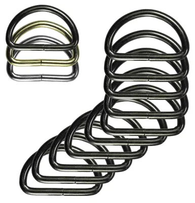 10 stabiler Halbringe D-Ringe anthrazit