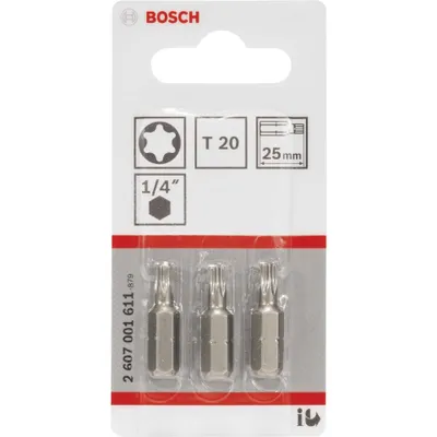 Obrázek produktu pro Bosch 2 607 001 611, 3 kusů, Torx, T20, Ocel, T20, 25 mm