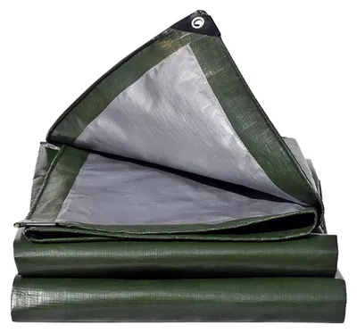 Obrázok produktu pre Ochranná plachta, tkanina, 180 g/m², vodeodolná, zelená/strieborná, 3 m x 4 m, s okami