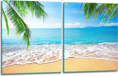 Produktbild von Herdabdeckplatten 2x40x52 Glaskeramikkochfeld 2-Teilig Glas Spritzschutz Strand