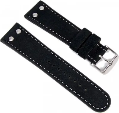 Produktbild von Wasserbüffel Ersatzband Uhrenarmband Leder 24mm schwarz 954824