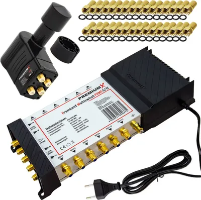 Produktbild von PremiumX Multischalter Set 5/12 SAT Rocket 3° Quattro LNB 32x F-Stecker
