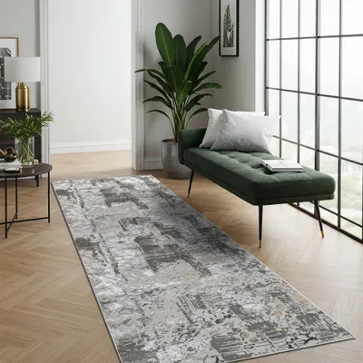 Produktbild von Teppichläufer Flur Teppich Kurzflor Modern Brücke Wohnzimmer Schlafzimmer Design 80 x 400 cm