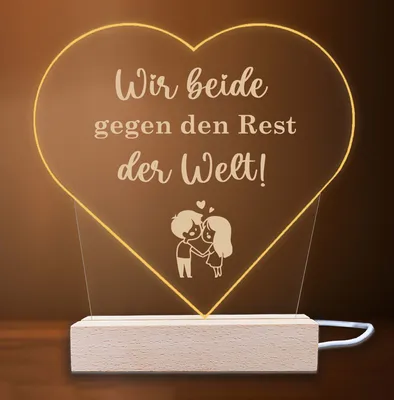 Produktbild von INDIGOS UG - LED Nachttischlampe - Herz - Spruch 7 - Valentinstag - Herz mit Spruch - Nachtlicht - 3D-LED-Lampe - Weihnachten, Geburtstag - Geschenk für Freund, Freundin, Familie - Liebe
