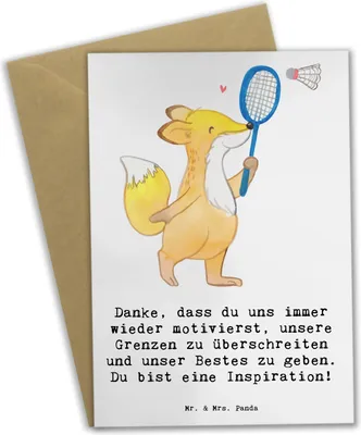 Produktbild von Mr. & Mrs. Panda jubiläumskarte Badminton Trainerin Inspiration - Weiß - Geschenk, Sportart, Grußkarten, Danksagung, Grußkarte, Technik, Präzision, Engagement, Coaching