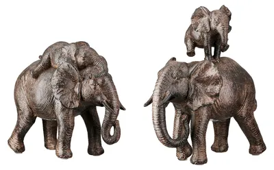 Zdjęcie produktu dla Gilde Figur, Elefant, "Tarangire", Kunstharz, braun, VE 4, 2fach sortiert, L. 10 cm, B. 18 cm, H. 20 cm