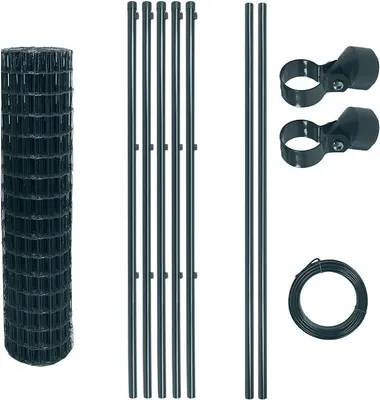 Produktbild von Schweißgitter Gartenzaun Set Komplettset Zaun Gartenzaunset Zaunset Drahtzaun Gitterzaun Anthrazit (1,2 x 10 m)