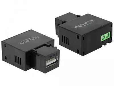 Zdjęcie produktu dla DeLOCK 86505, Płaski, Czarny, USB A, Terminal, Żeńska, Żeńska