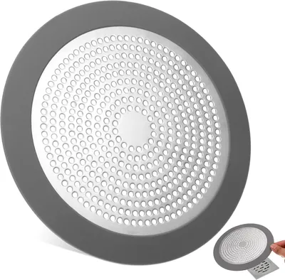 Produktbild von Duschsieb Abfluss Haarfänger 14,5 cm, Edelstahl, mit Silikonring, für die Badewanne