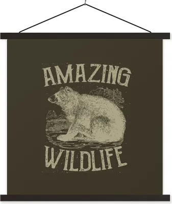 Produktbild von MuchoWow® Textilposter Jahrgang - Bär - Natur 60x60 cm mit schwarzem Rahmen - Posteraufhänger