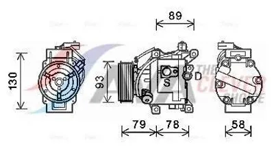 Zdjęcie produktu dla AVA COOLING SYSTEMS TOAK667 SCSA06C Sprężarka klimatyzacji R134a do TOYOTA COROLLA Verso (ZDE12, CDE12)