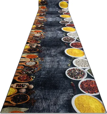 Produktbild von Läufer Antirutsch LOTUS KITCHEN 40580 Geschirr, Küche grau / gelb ZUM WASCHEN 60cm Grau 60x160 cm