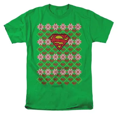Image de Superman - T-shirt pour hommes/femmes, coupe unie, en coton ring-spun, motif de Noël, référence TV40385 (Taille S) (Jaune-vert vif)