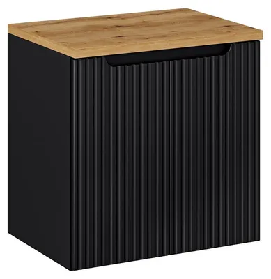 Produktbild von Waschtischunterschrank 60cm Riva, Schwarz und Holzoptik