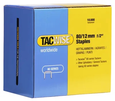 Zdjęcie produktu dla TACWISE 384 Zszywki TACWISE 80/12 mm ocynkowane, 10 000 sztuk