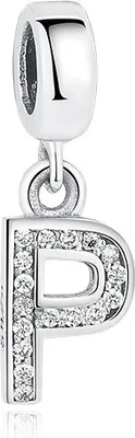Produktbild von PANDACHARMS Anhänger Charm Buchstabe P, 925er Sterling Silber, passt zu Pandora