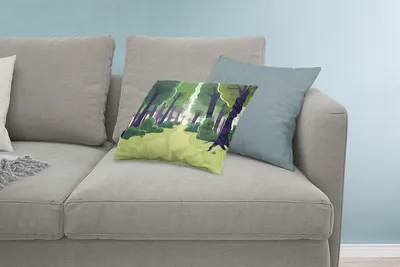 Produktbild von MuchoWow® Zierkissen Sofakissen Wohnzimmer Dekokissen 60x40 cm Eine Illustration von Bäumen und Sträuchern - Kopfkissen - Polster mit Foto